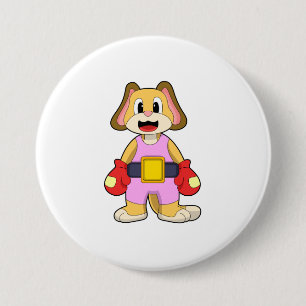 Dog at Boxing with Boxing gloves 3 Inch Round Button
