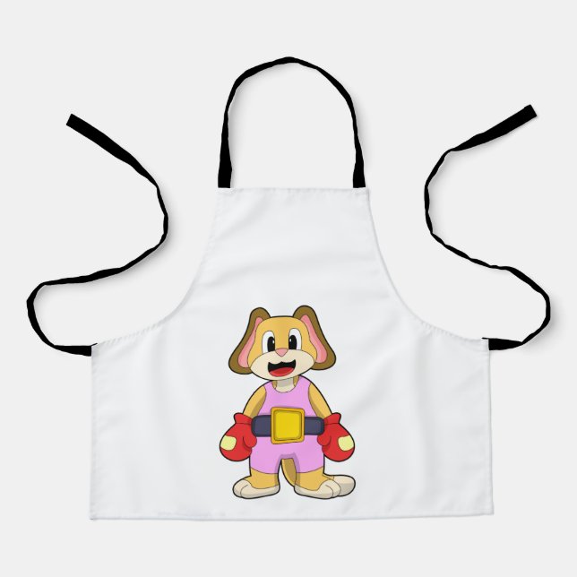 Dog at Boxing with Boxing gloves Apron (Front)
