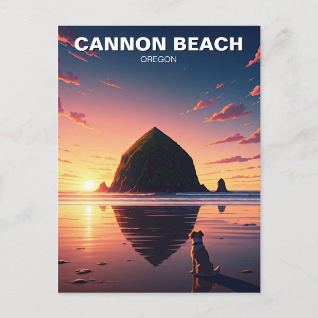 Dog at Cannon Beach Oregon Postcard (Front)