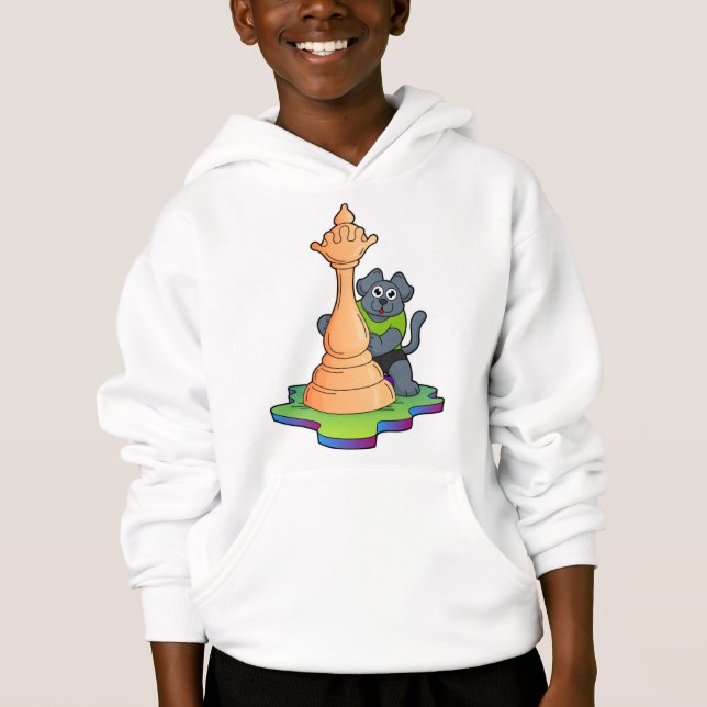 Dog at Chess with Chess piece Queen (Front)