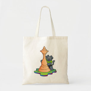 Dog at Chess with Chess piece Queen Tote Bag
