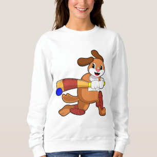 Dog at Cricket with Cricket bat Sweatshirt