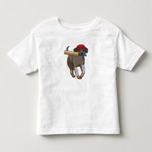Dog at Cricket with Cricket bat Toddler T-shirt