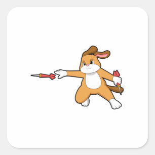 Dog at Darts with Dart.PNG Square Sticker