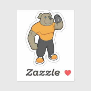 Dog at Fitness with Dumbbell