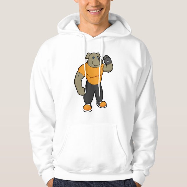 Dog at Fitness with Dumbbell Hoodie (Front)