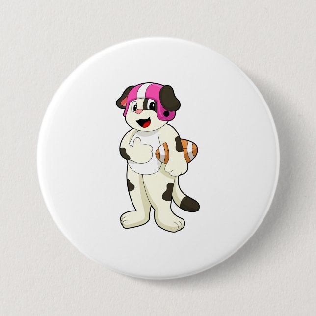 Dog at Football Sports 3 Inch Round Button (Front)