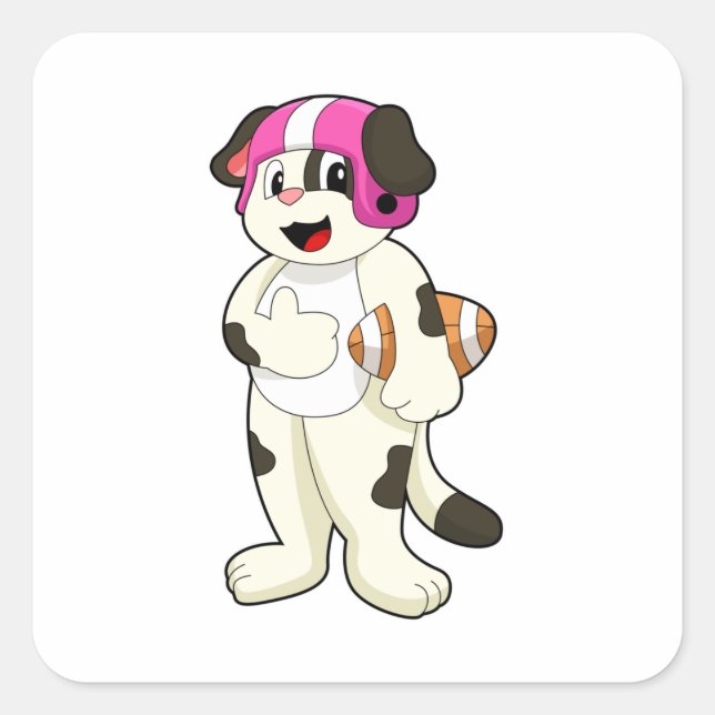 Dog at Football Sports Square Sticker (Front)