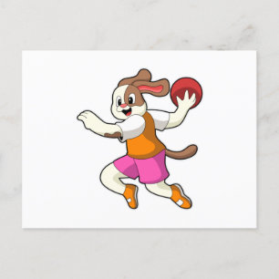 Dog at Handball player with Handball Postcard