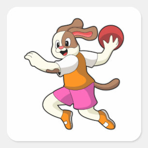 Dog at Handball player with Handball Square Sticker
