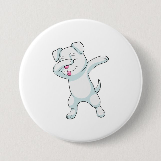 Dog at Hip Hop Dance Dab 3 Inch Round Button (Front)