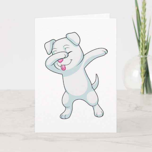 Dog at Hip Hop Dance Dab Card (Front)