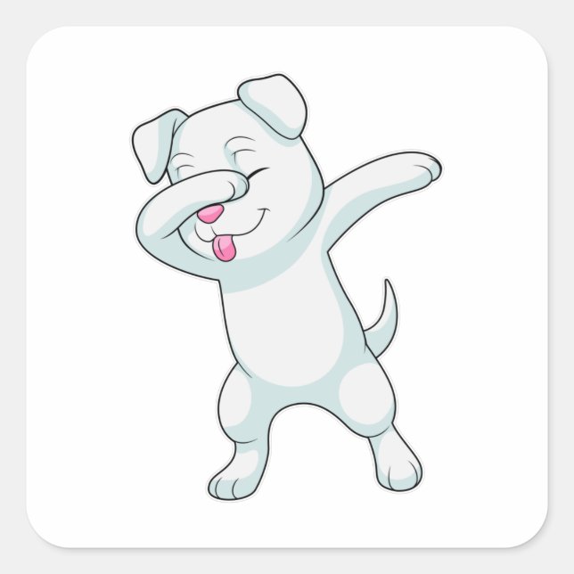 Dog at Hip Hop Dance Dab Square Sticker (Front)