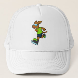 Dog at Ice skating with Goggles Trucker Hat