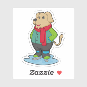 Dog at Ice skating with Ice skates