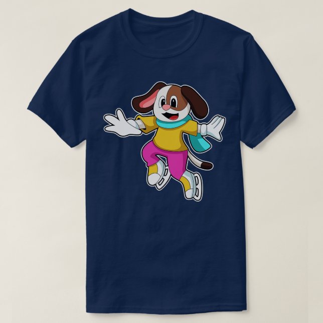 Dog at Ice skating with Ice skates 2 T-Shirt (Design Front)