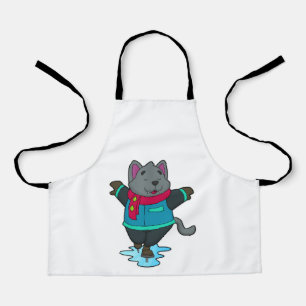 Dog at Ice skating with Ice skates & Scarf Apron