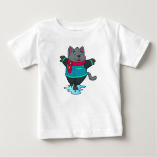 Dog at Ice skating with Ice skates & Scarf Baby T-Shirt