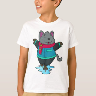 Dog at Ice skating with Ice skates & Scarf T-Shirt