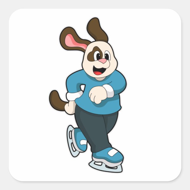 Dog at Ice skating with Ice skates Square Sticker (Front)