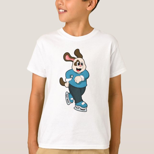 Dog at Ice skating with Ice skates T-Shirt (Front)