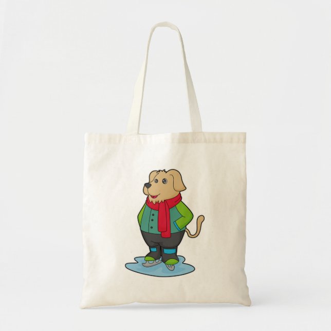 Dog at Ice skating with Ice skates Tote Bag (Front)