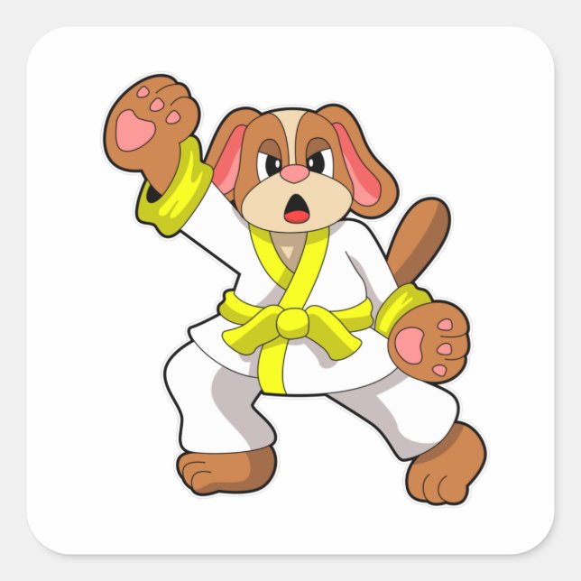 Dog at Karate Martial arts Square Sticker (Front)