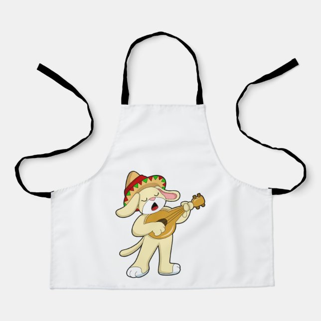Dog at Music with Guitar Apron (Front)