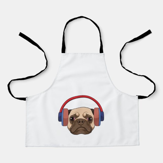 Dog at Music with Headphone Apron (Front)