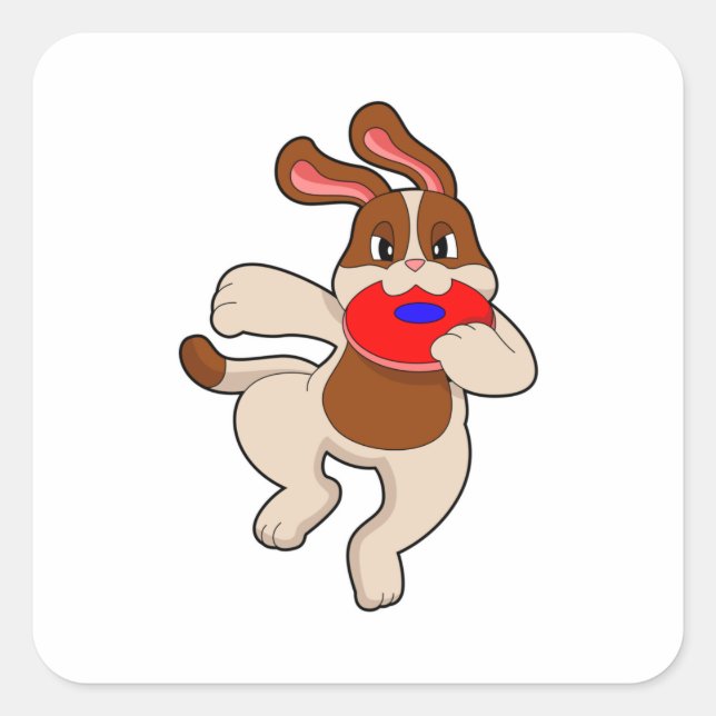 Dog at Playing Square Sticker (Front)