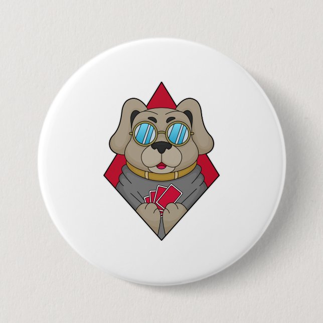 Dog at Poker with Poker cards 3 Inch Round Button (Front)