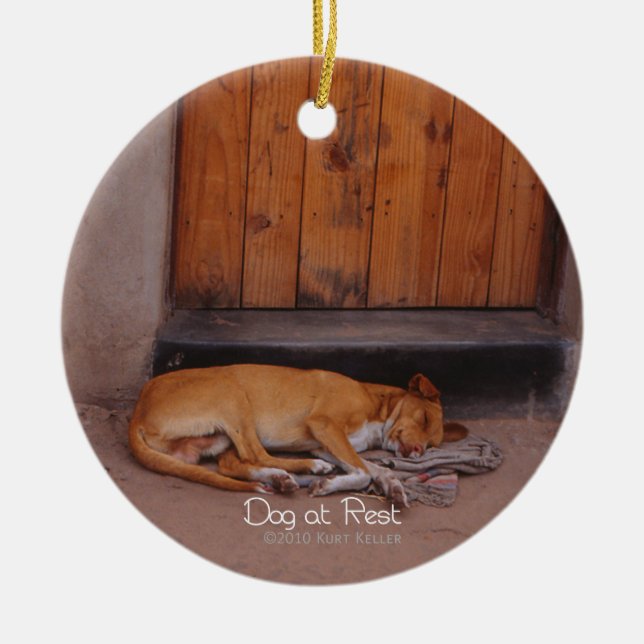 Dog at Rest Ceramic Ornament (Front)