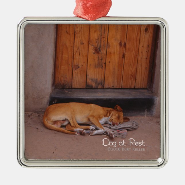 Dog at Rest Metal Ornament (Front)