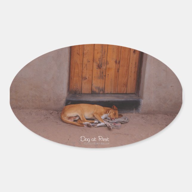 Dog at Rest Oval Stickers (Front)