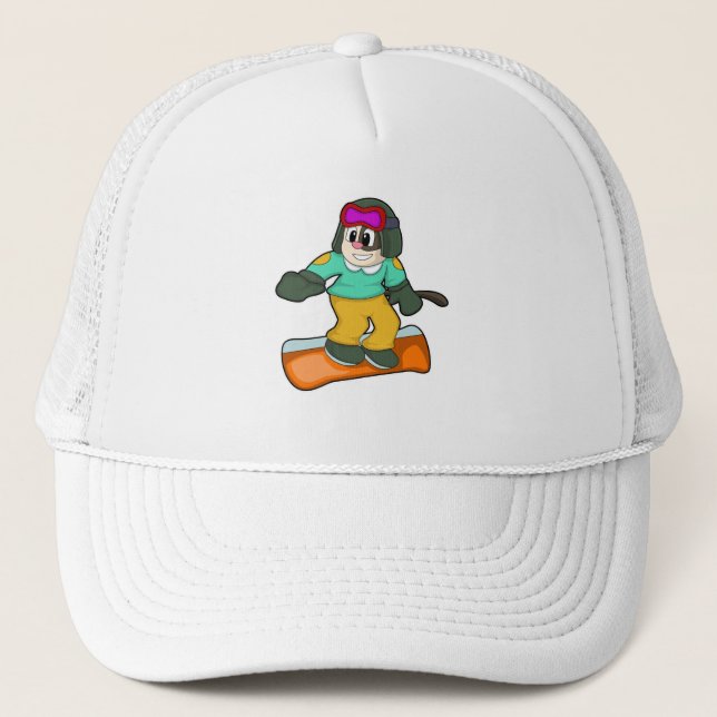 Dog at Snowboard Sports Trucker Hat (Front)