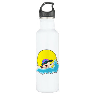 Dog at Swimming with Swim goggles 710 Ml Water Bottle