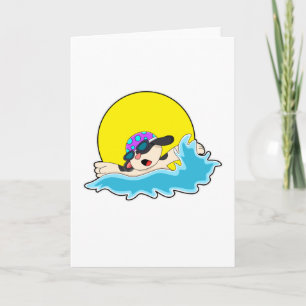 Dog at Swimming with Swim goggles Card