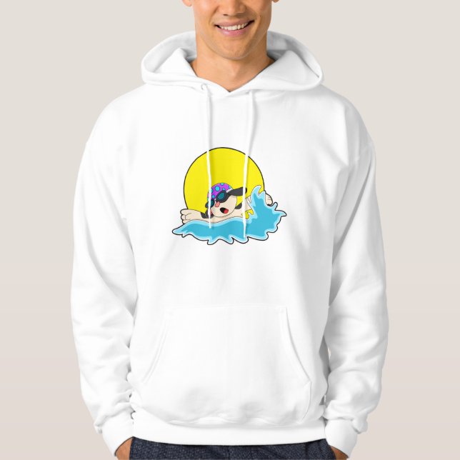 Dog at Swimming with Swim goggles Hoodie (Front)