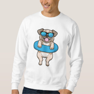 Dog at Swimming with Swim ring & Sunglasses Sweatshirt