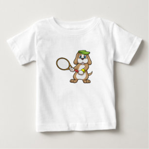 Dog at Tennis with Tennis racket & Cap Baby T-Shirt