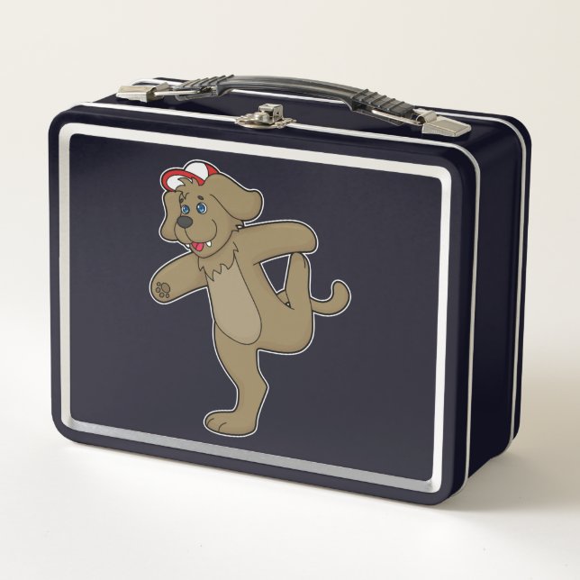 Dog at Yoga Fitness Metal Lunch Box (Front)