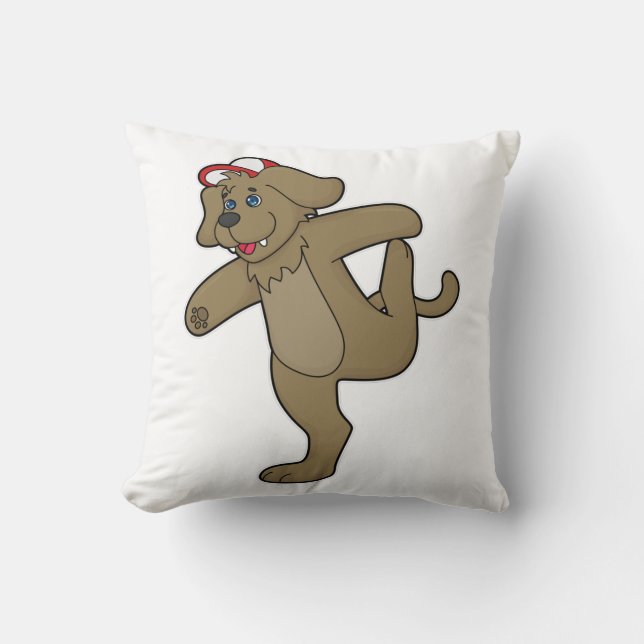 Dog at Yoga Fitness Throw Pillow (Front)