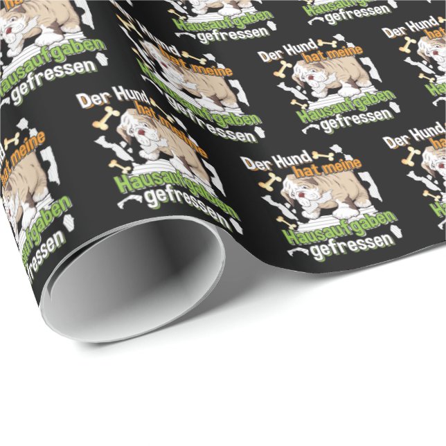 Dog Ate My Homework - Learning German Quote Wrapping Paper (Roll Corner)
