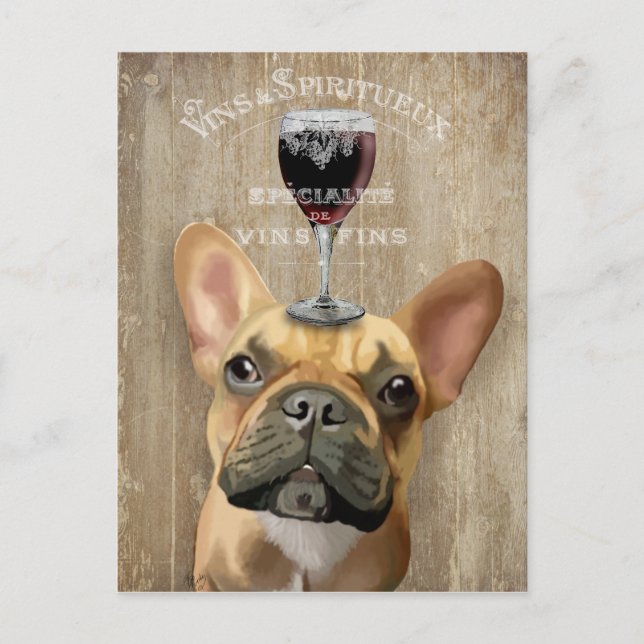 Dog Au Vin, French Bulldog Postcard (Front)