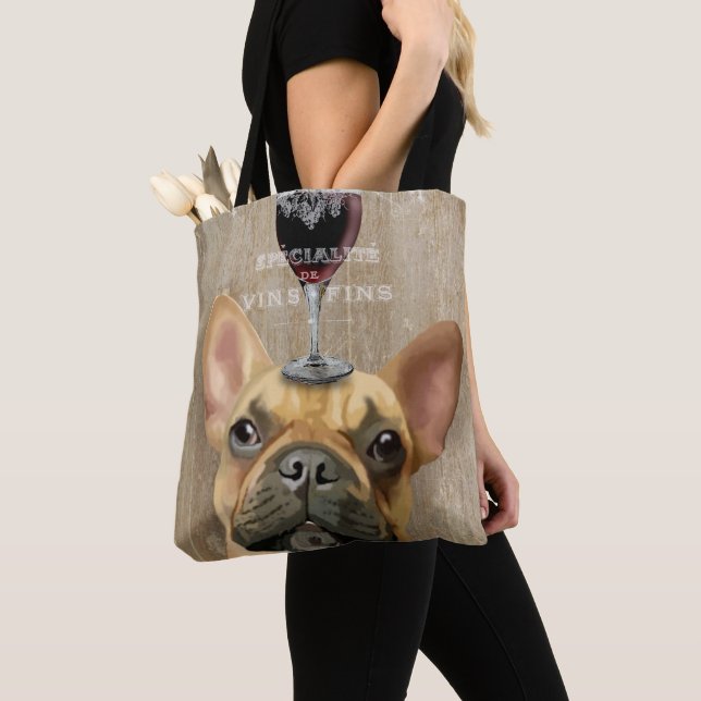Dog Au Vin, French Bulldog Tote Bag (Close Up)