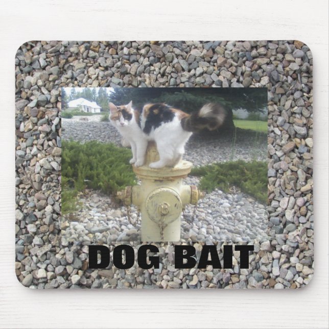 Dog Bait Cat on a Hydrant Mouse Pad (Front)