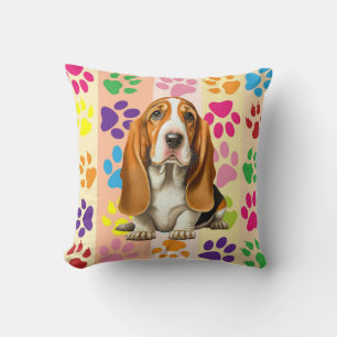 Dog, Basset Hound Throw Pillow