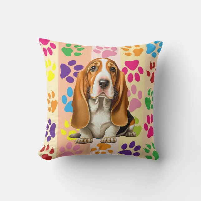 Dog, Basset Hound Throw Pillow (Front)