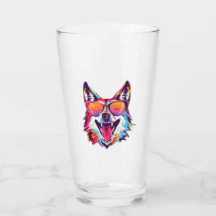 dog beach summer dog chilling gift dog lover    glass