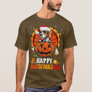 Dog Beagle happy Hallothanksmas Halloween Thanksgi T-Shirt